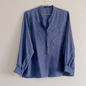 Luisa Cerano Steel Blue Silk Blouse Large